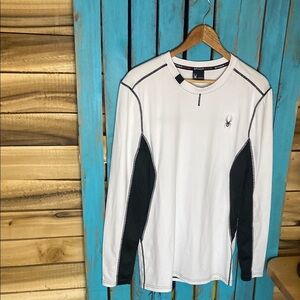 Spyder Active ProW B Men's White and Black Long Sleeve Shirt medium